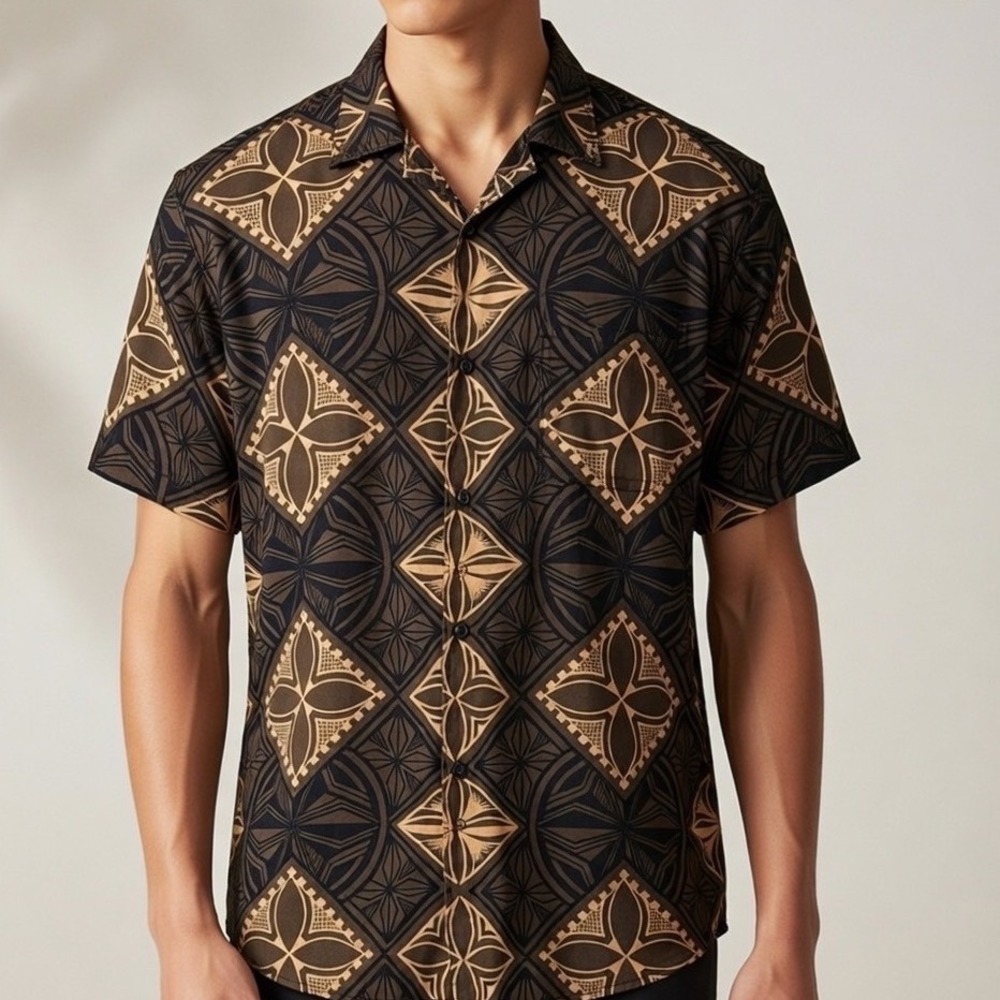 TANOA Men's Short Sleeve Button Up Shirt‎ Tropical Hawaiian Print Size S